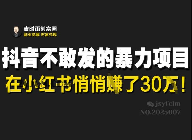 抖音不敢发的暴利项目，在小红书悄悄挣了30W