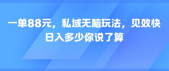 056e7f8d143eae8 一单88元,私域无脑玩法,见效快,日入多少你说了算