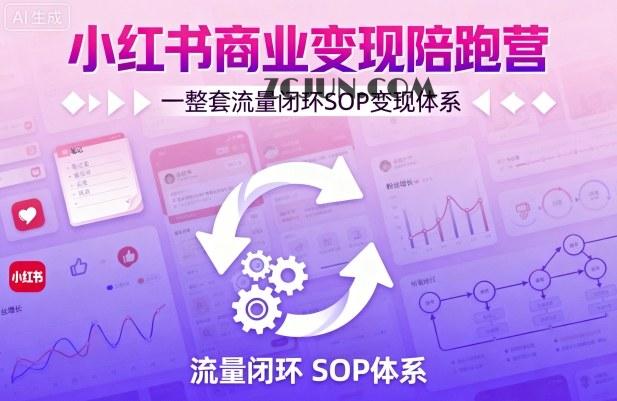 小红书商业变现陪跑营，轻IP矩阵 私域获客 聚光投流，一整套流量闭环SOP变现体系