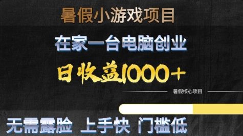 暑假小游戏项目,在家一台电脑创业,日收益1000+,无需露脸,上手快门槛低